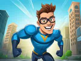 Free photo portrait of superhero in cartoon style