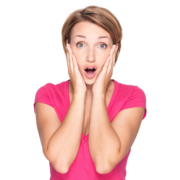 Free photo portrait of the surprised woman face