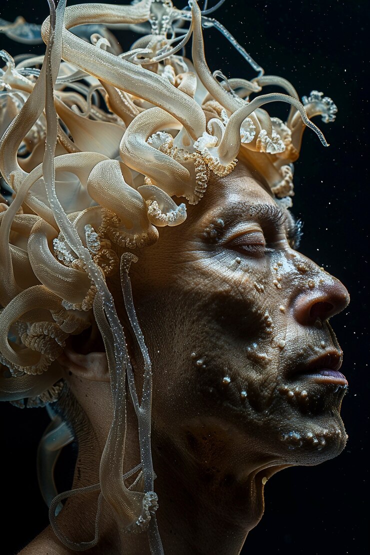 Free Photo portrait of surreal male sea creature