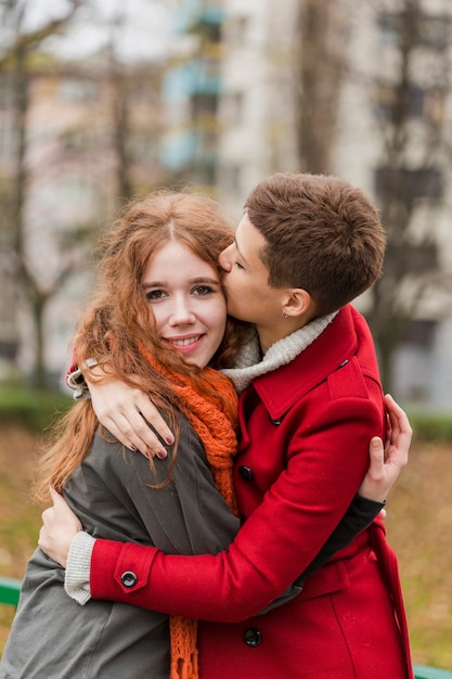 Free photo portrait of sweet young women together