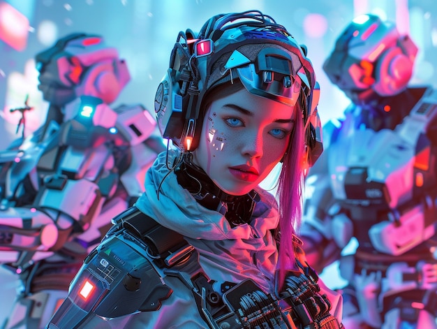 portrait of technologically advanced female humanoid