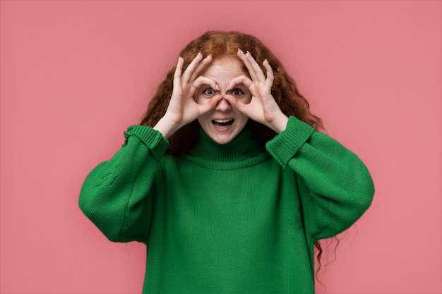 Portrait of teenage girl looking at something