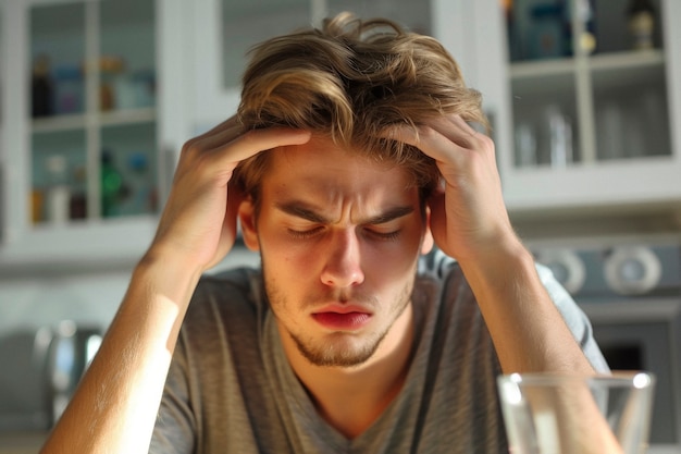 Free photo portrait of teenager suffering from hangover