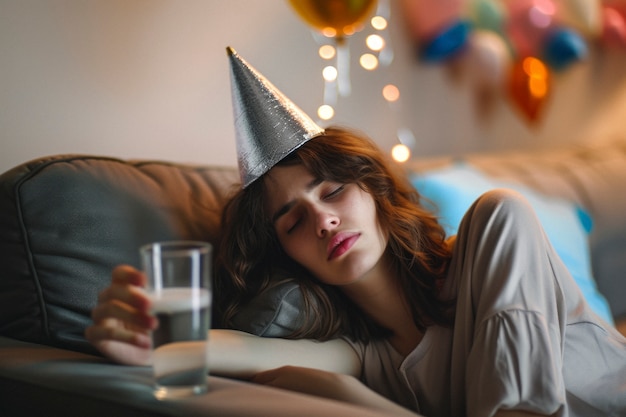 Free photo portrait of teenager suffering from hangover