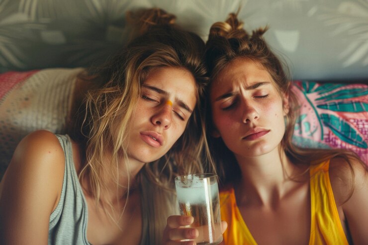 Free Photo portrait of teenager suffering from hangover