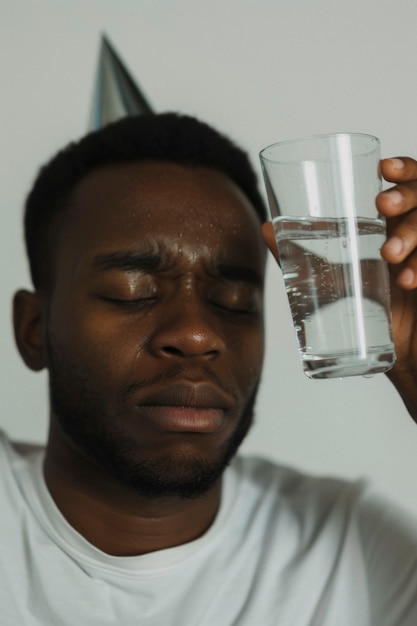 Foto gratuita ritratto di un adolescente che soffre di sbornia