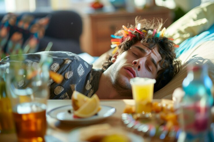 Free Photo portrait of teenager suffering from hangover