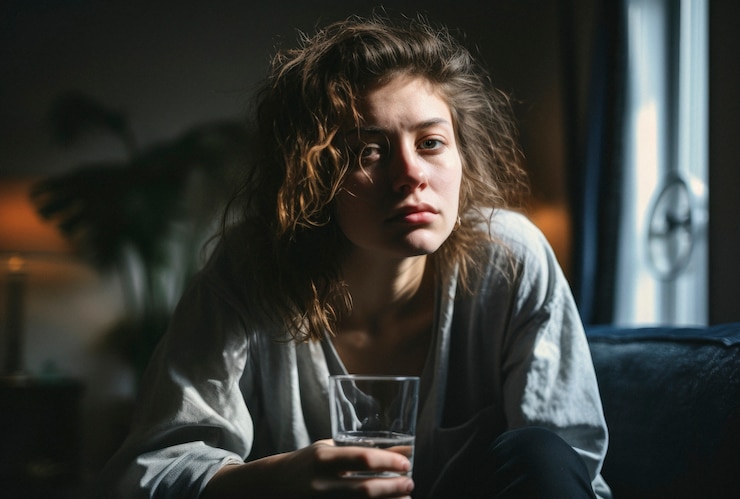 Free Photo portrait of teenager suffering from hangover