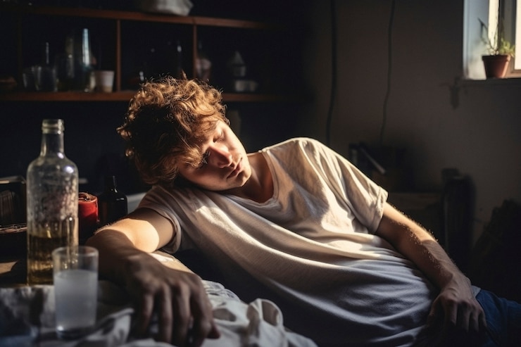 Free Photo portrait of teenager suffering from hangover