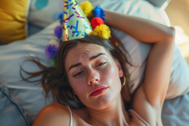 Free photo portrait of teenager suffering from hangover