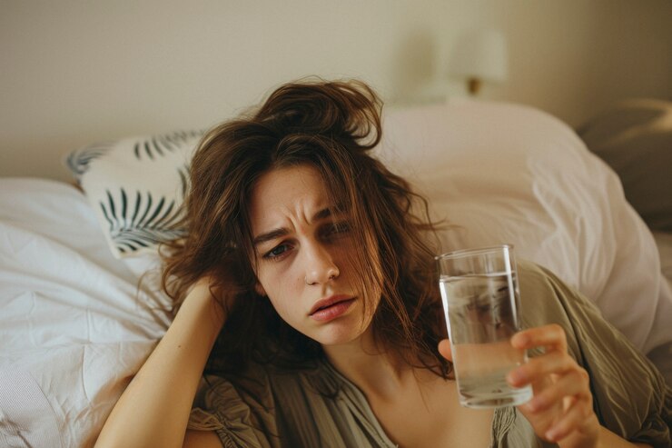 Free Photo portrait of teenager suffering from hangover