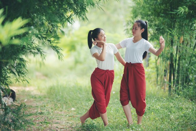 Portrait of Thai young lady in Art culture Thailand Dancing, Thailand