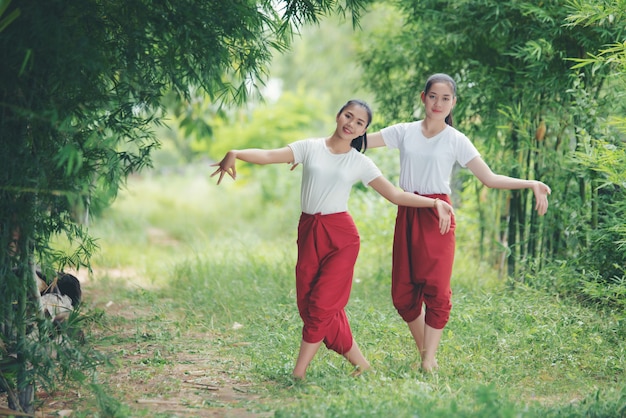 Portrait of Thai young lady in Art culture Thailand Dancing, Thailand