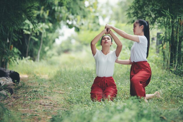 Portrait of Thai young lady in Art culture Thailand Dancing, Thailand