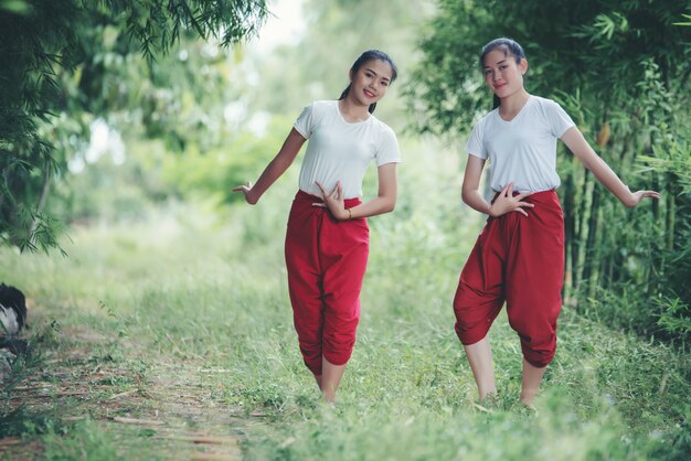 Portrait of Thai young lady in Art culture Thailand Dancing, Thailand