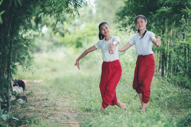 Portrait of Thai young lady in Art culture Thailand Dancing, Thailand