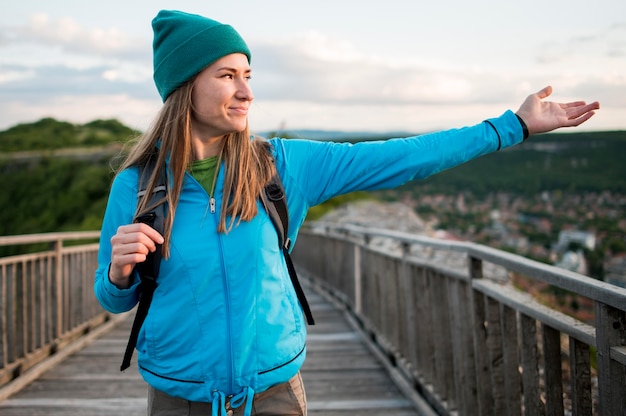 Portrait of traveller enjoying journey