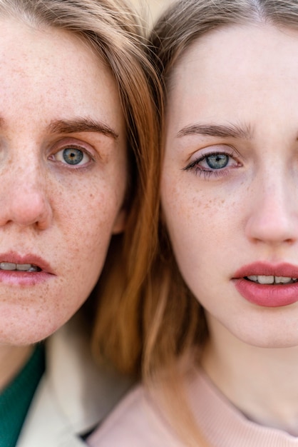 Free photo portrait of two alluring women outdoors