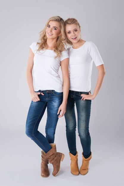 Portrait of two beautiful blonde girls