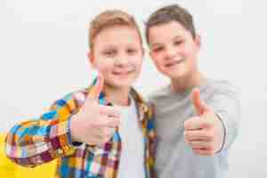 Free photo portrait of two boys at home