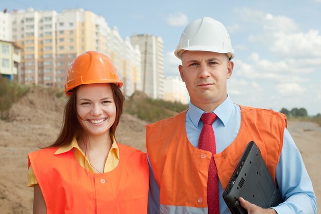 Portrait of two builders  