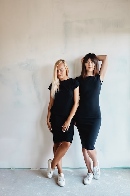 Free photo portrait of two women model posing