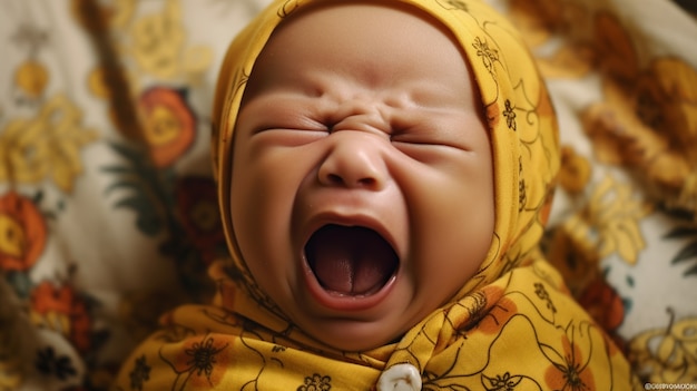 Портрет расстроенного новорожденного ребенка