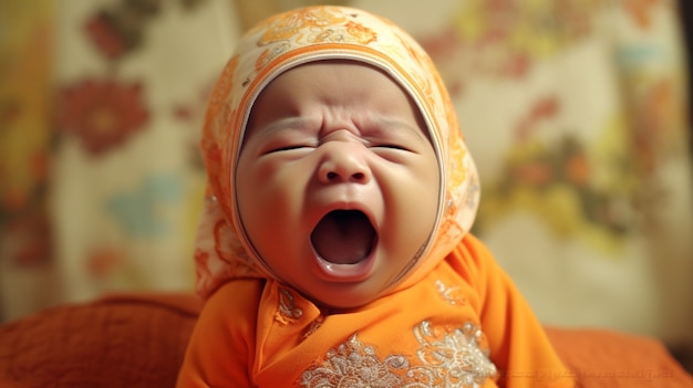 Free photo portrait of upset newborn baby