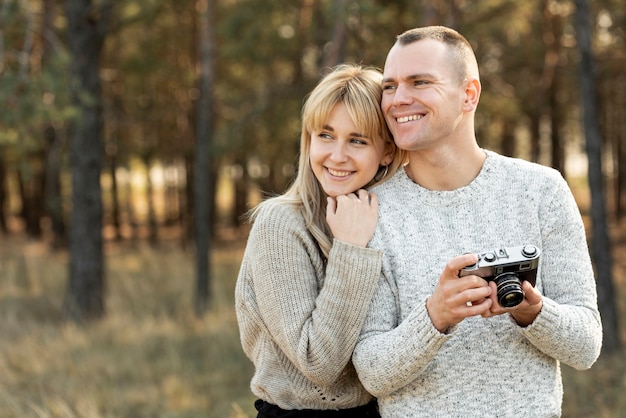 Portrait of wife and husband looking away