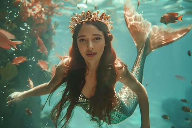 Foto gratuita ritratto di una donna come una fantastica creatura sirena con coda