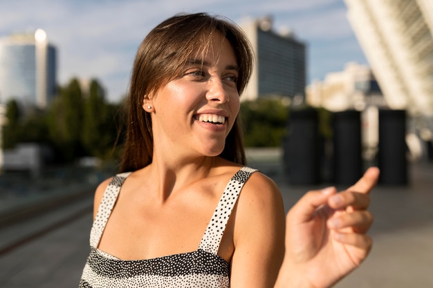 Portrait of woman being happy