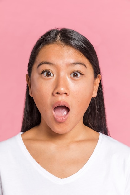 Portrait of woman being surprised