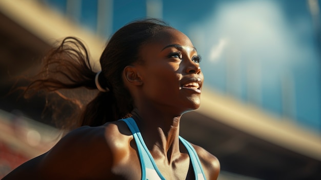 Foto gratuita ritratto di una donna che gareggia al campionato dei giochi olimpici