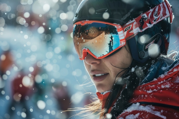 Foto gratuita ritratto di una donna che gareggia al campionato dei giochi olimpici