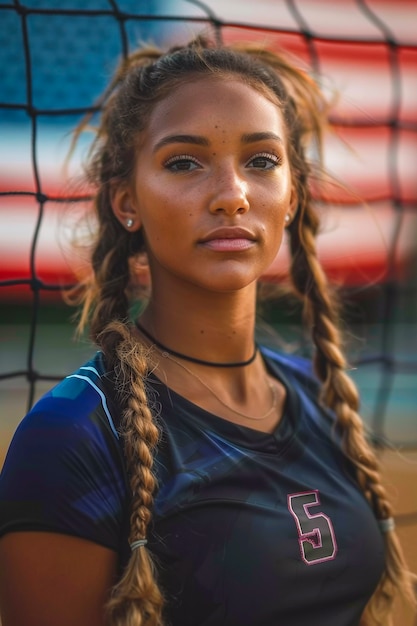 Foto gratuita ritratto di una donna che gareggia ai giochi olimpici