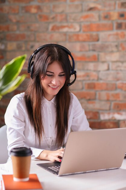 Portrait of woman customer service worker