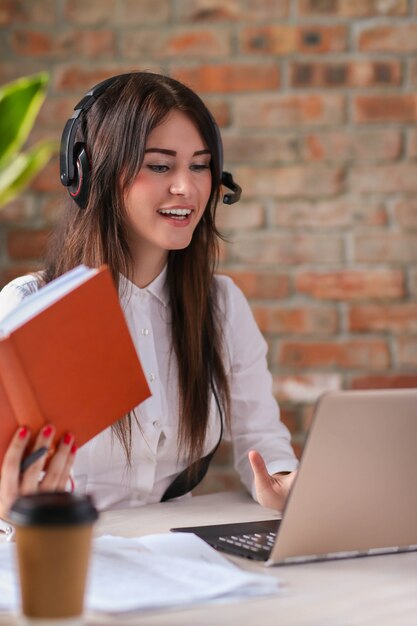 Portrait of woman customer service worker