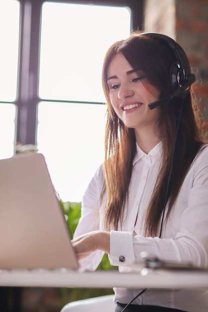 Portrait of woman customer service worker