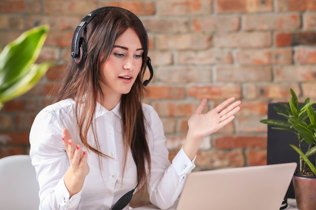 Portrait of woman customer service worker