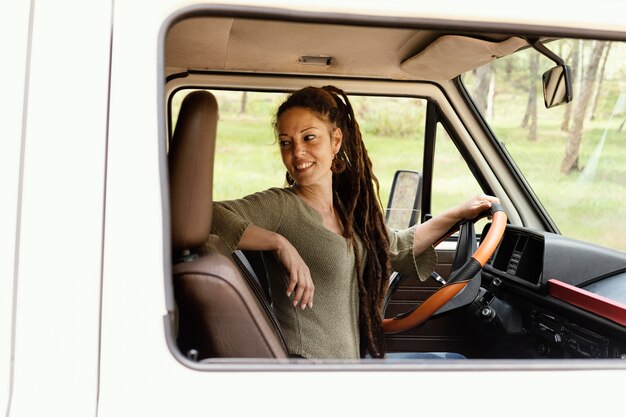 Portrait woman driving