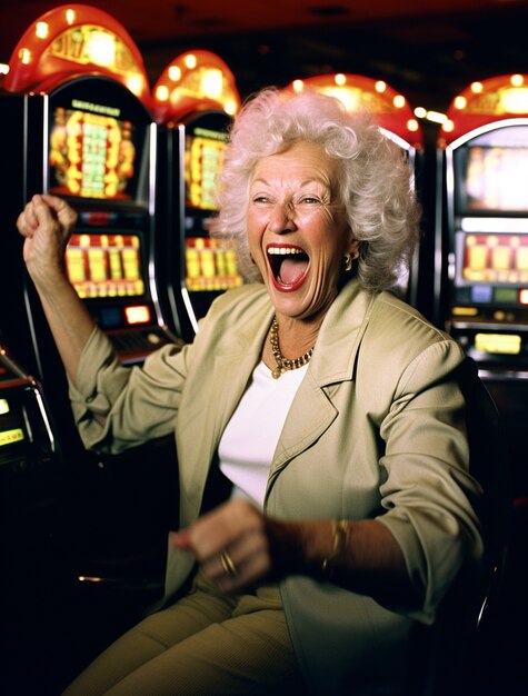 Free photo portrait of woman gambling at a casino