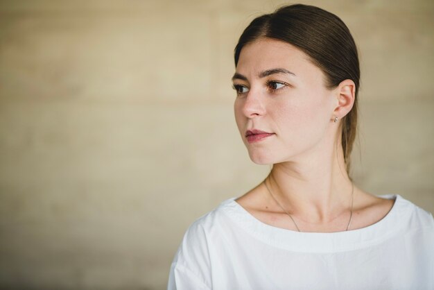 Portrait of a woman looking to the side