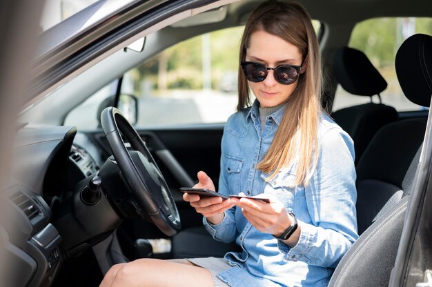 Portrait of woman ordering online