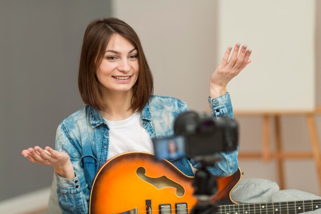 Портрет женщины записи музыкального видео