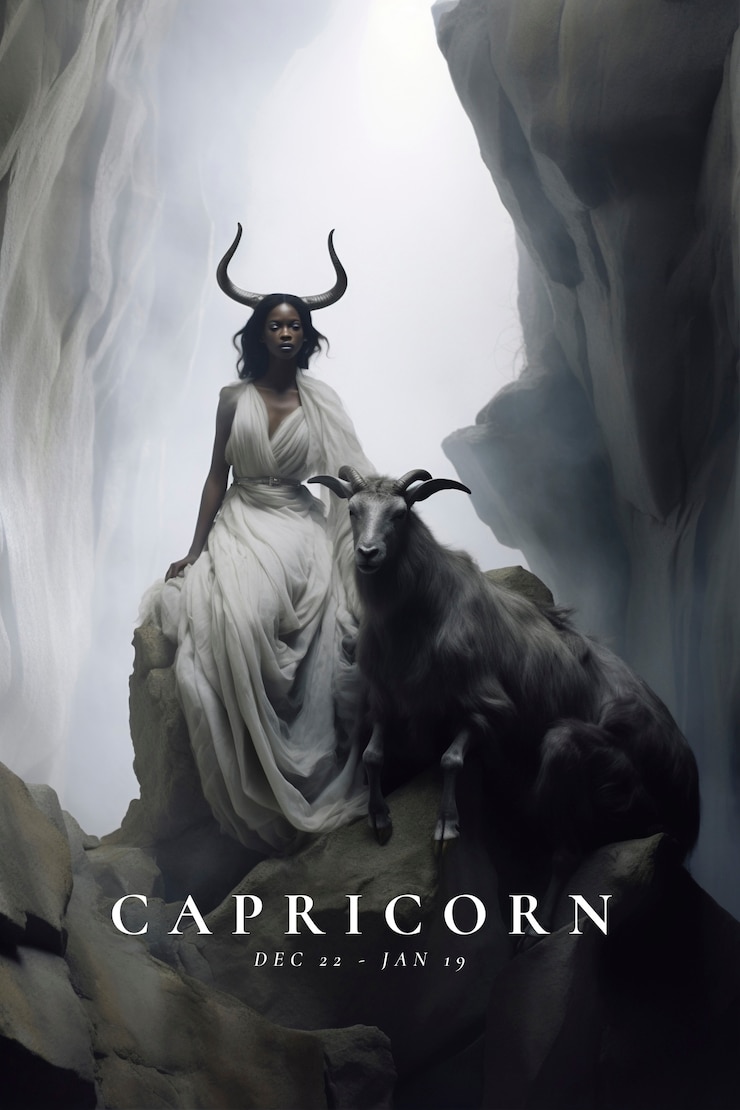 Free Photo portrait of woman representing capricorn zodiac sign with ram