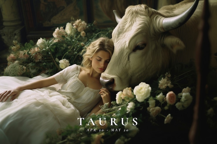 Free Photo portrait of woman representing taurus zodiac sign