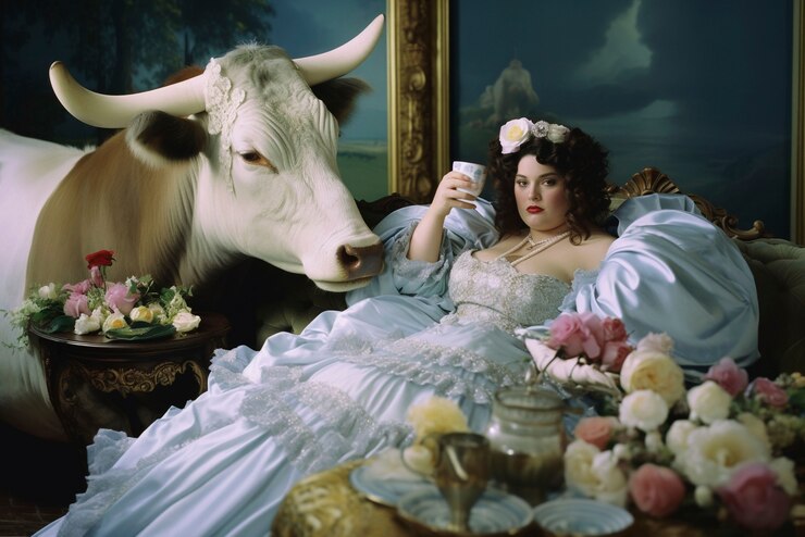 Free Photo portrait of woman representing taurus zodiac sign