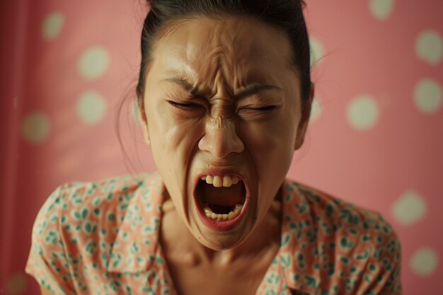 精神的健康を象徴する強い感情を示す女性の肖像画