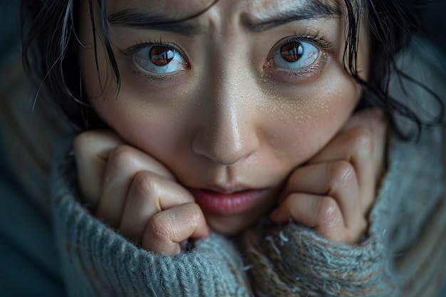 精神的健康を象徴する強い感情を示す女性の肖像画