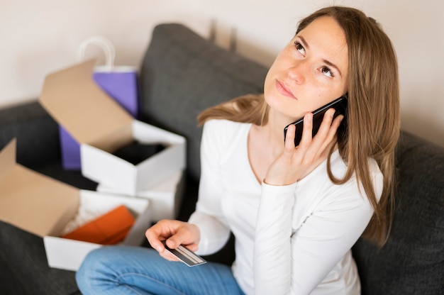 Portrait of woman talking on the phone